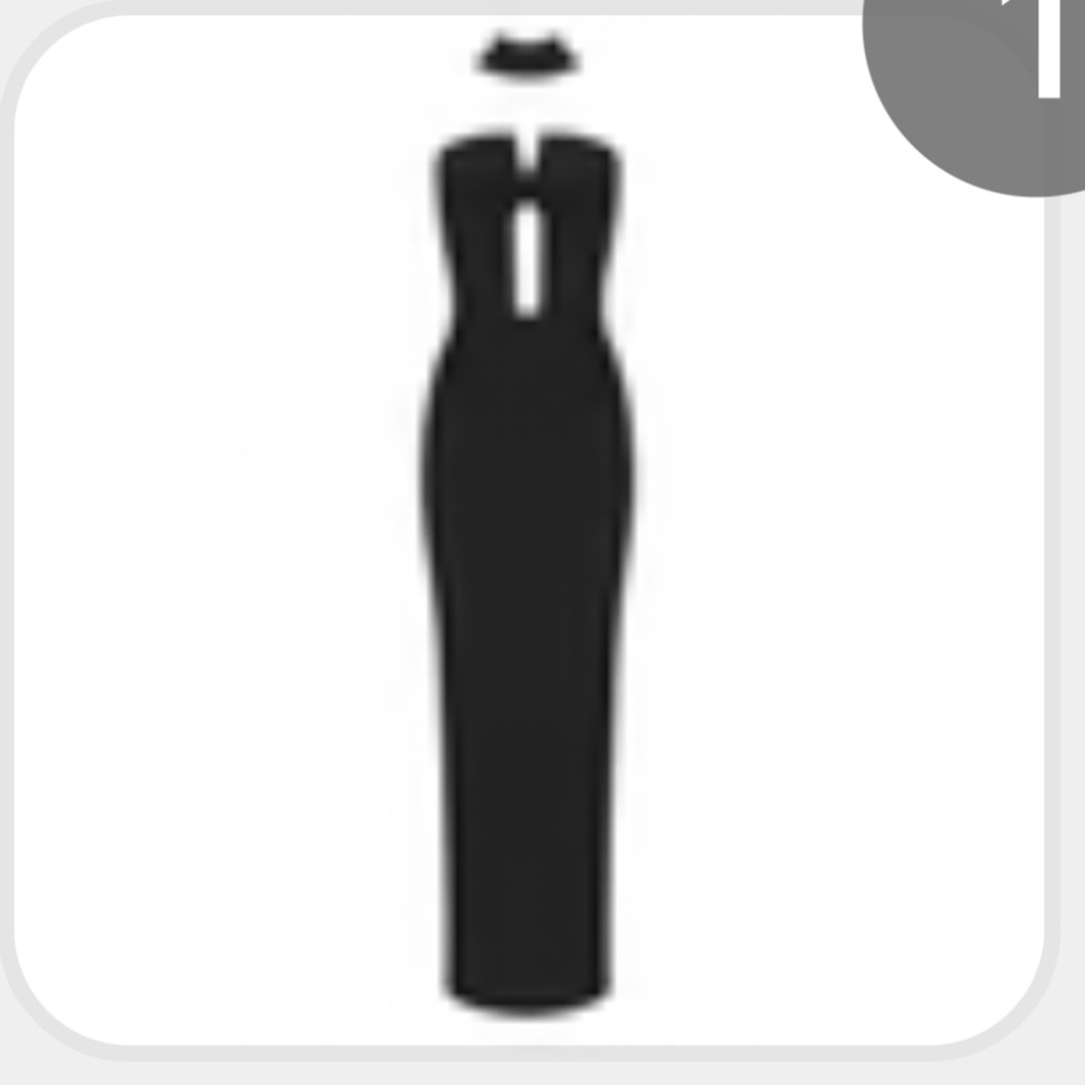 House of CB strapless black column dress, keyhole, bow